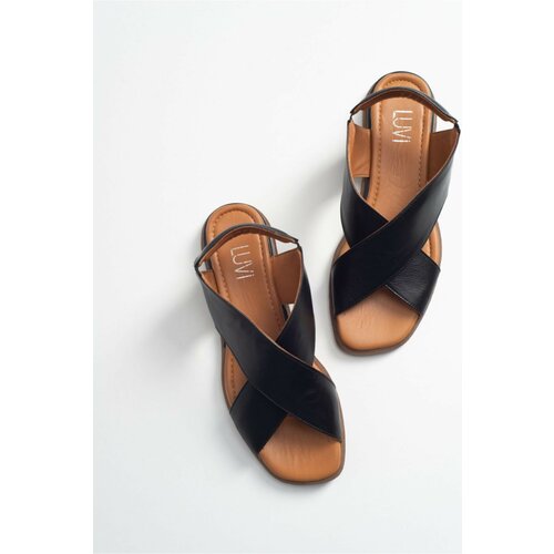 LuviShoes 706 Women's Genuine Leather Sandals with Black Skin. Slike