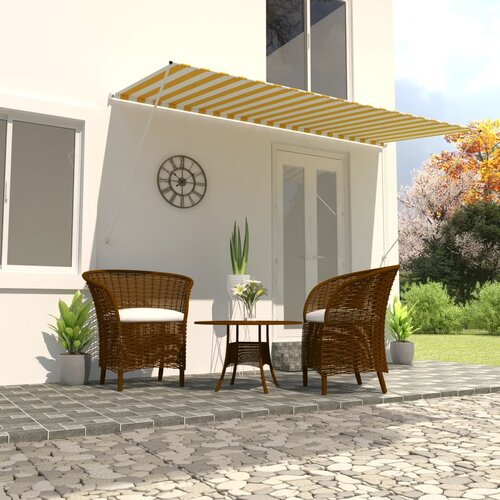 vidaXL Zložljiva tenda 400x150 cm rumena in bela Cene