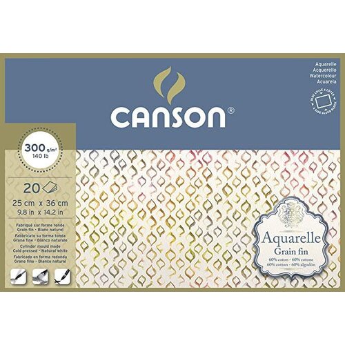 Canson Blok akvarelni Aquarelle 25x36 cm 300 g, 20 listni, Cold Pressed, (22005332) Cene