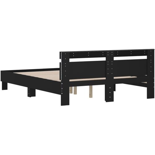  Okvir za krevet s uzglavljem i LED crni 140 x 200 cm Slike
