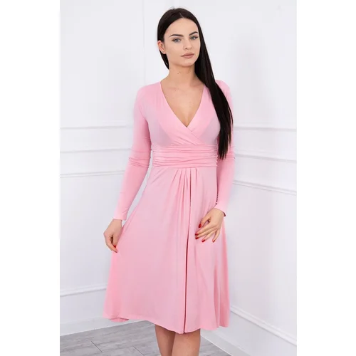 Kesi Dress cut under the bust, long-sleeved powder