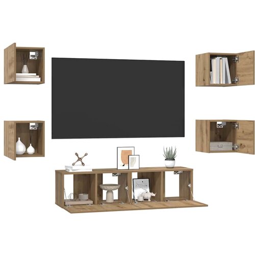  Set TV komoda 6 pcs Umjetnički hrast Konstruirano drvo Slike