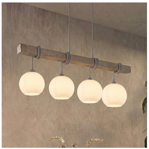 Brilagi Luster na sajli WOOD GLASS 4xE27/60W/230V borovina/siva/bela Cene