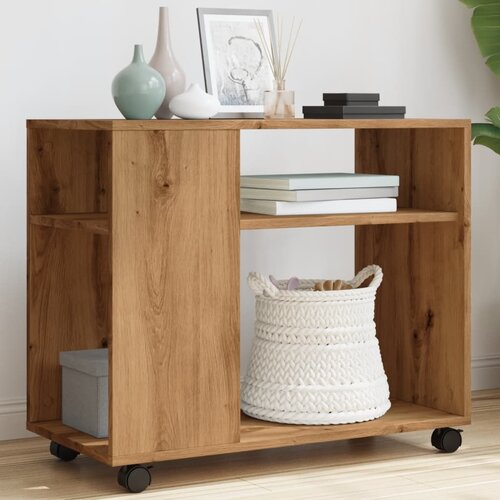 vidaXL Stranska mizica s kolesi artisian hrast 70x35x60 cm inž. les Cene