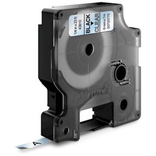 Dymo Trak D1 43610, 6 mm / 7 m (črno/prozoren), original Slike
