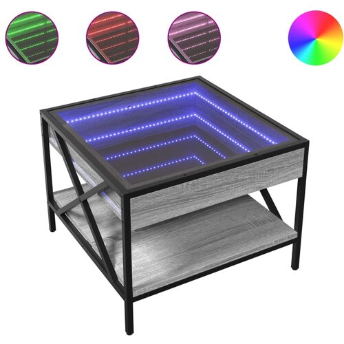 Maison Chic Klubska mizica - kavna mizica - Nizka mizica z neskončnimi LED siva sonoma 50x50x38 cm, (21752276) Cene