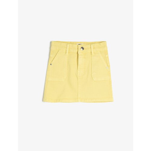 Koton Denim Skirt Mini Size Pocket Cotton Waist Adjustable Elastic Cene