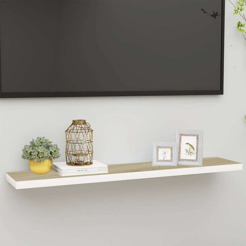  Plutajuća zidna polica boja hrasta i bijela 120x23 5x3 8 cm MDF Slike