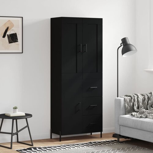 The Living Store Visoka komoda črna 69,5x34x180 cm inženirski les - Visoka Omarica, (21429493) Slike