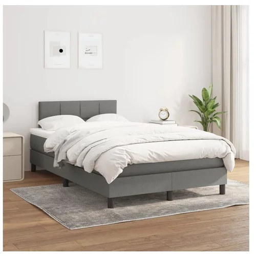  Box spring postelja z vzmetnico temno siva 120x200 cm blago