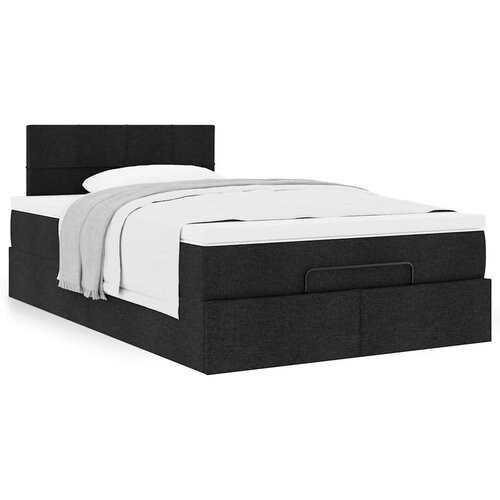 VidaXL Otomanski posteljni okvir z vzmetnico črn 120x190 cm blago Slike
