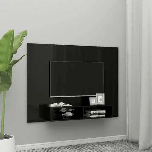 vidaXL Zidni TV ormarić visoki sjaj crni 135 x 23,5 x 90 cm od iverice