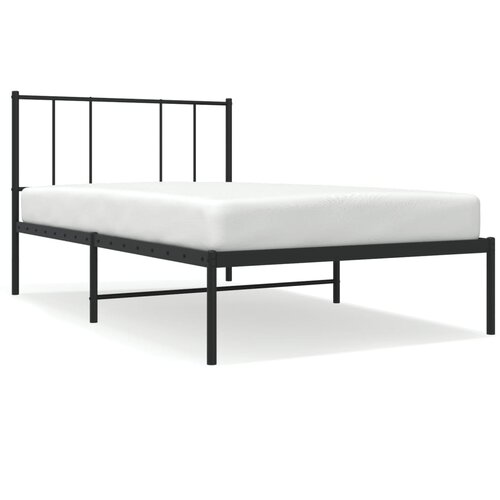 Maison Chic Kovinski Posteljni okvir - Enojna postelja - Postelja za odrasle z vzglavjem črn 75x190 cm, (21694004) Slike