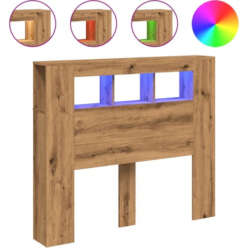 Maison Chic led posteljno vzglavje - vzglavna omarica - nočna omarica artisan hrast 120x18,5x103,5 cm inž. les, (21707614) Slike