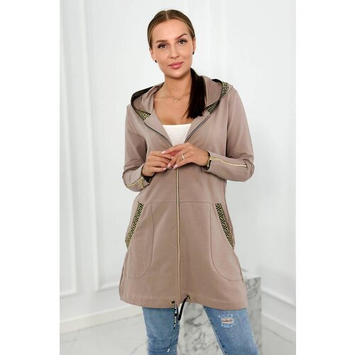 Kesi Sweatshirt with decorative belt dark beige Cene
