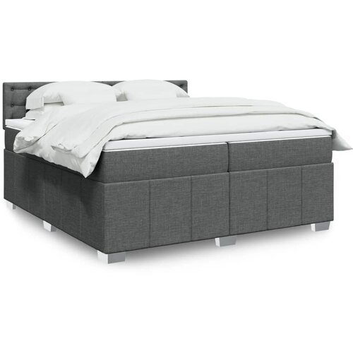 vidaXL Box spring postelja z vzmetnico temno siva 200x200 cm blago Cene