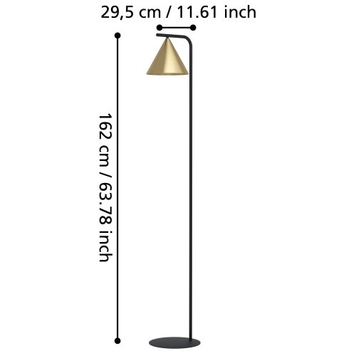 Eglo podna lampa Narices 99594, 1x E27, 162 cm, crna/bru&amp;scaron;eni mesing Slike