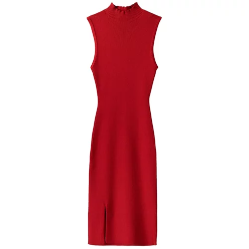 Bershka Pletena haljina trešnja crvena
