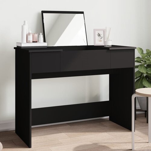 vidaXL Toaletna mizica z ogledalom črna 100x45x76 cm Cene