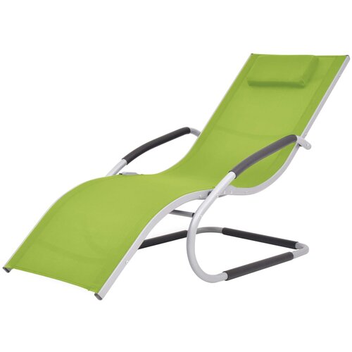 VidaXL Ležalnik z vzglavnikom aluminij in tekstil zelen, (20662300) Slike