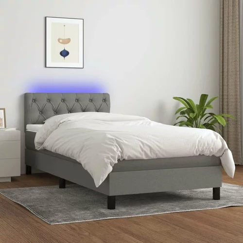  Box spring postelja z vzmetnico LED temno siva 80x200 cm blago, (20727215)
