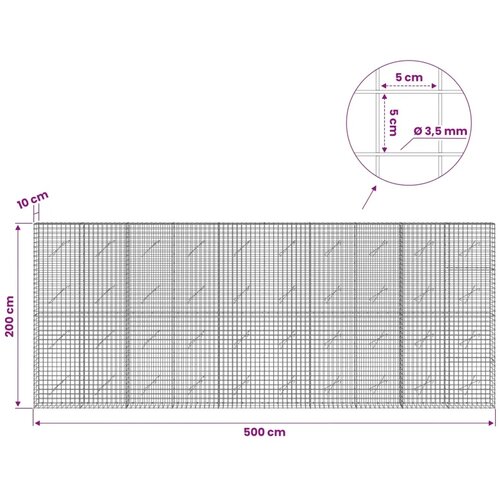  Gabion s žicom debljine 3 5 mm i mrežom 5x5 cm 500x10x200 cm - 10 cm 200 cm 500 cm Slike
