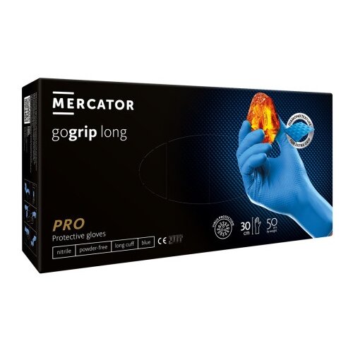 MERCATOR medical jednokratne rukavice gogrip long plave bez pudera veličina l ( rp3003100l ) Cene