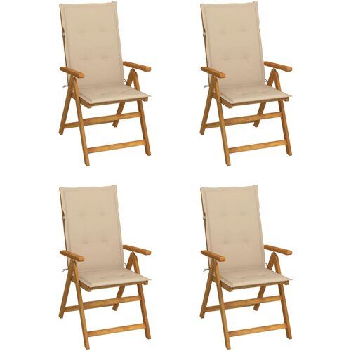  Vrtni stoli 4 kosi z blazinami trden akacijev les Slike