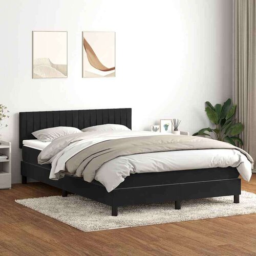 Box spring krevet s madracem crni 160x210 cm bar&amp;scaron;unasti - Crna 160 x 210 cm Okomite pruge Slike