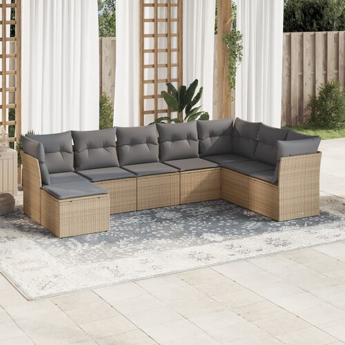 vidaXL 8-dijelni set vrtnih sofa od poliratana s jastucima bež Cijene