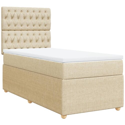 vidaXL Box spring postelja z vzmetnico krem 100x200 cm blago, (21309856) Cene