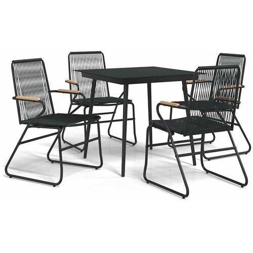  5-dijelni vrtni blagovaonski set od PVC ratana crni Crna Slike