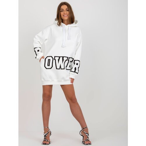 Fashion Hunters Ecru Mini Hoodie Dress Slike
