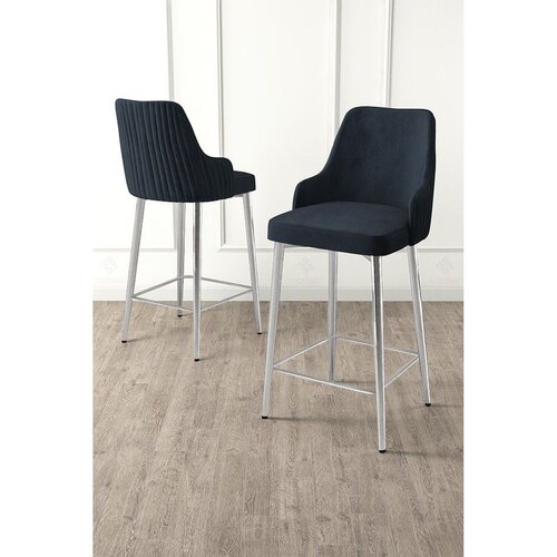 Hanah home set od 6 barskih stolica Tera, antracit tkanina Babyface, hromirane metalne noge Cene