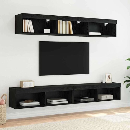  zidni ormari Zidne Panama 2 pcs Crni hrast 100 x 30 x 30 cm Slike