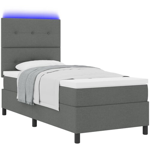 VidaXL Postelja s &amp;scaron;katlasto vzmetjo z vzmetnico in LED temno siva 80x200 cm tkanina Slike