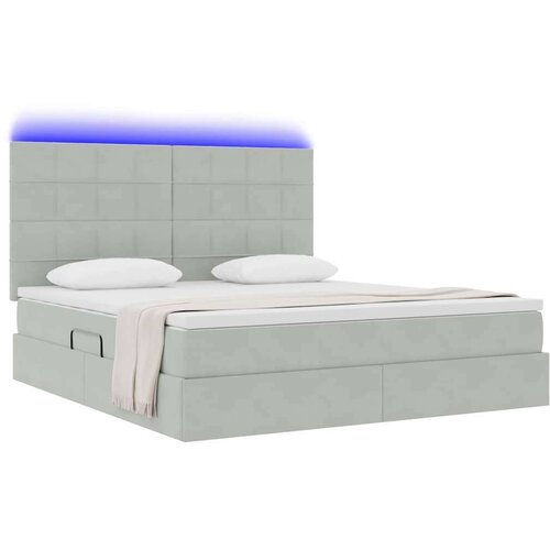  Krevet S LED lampica Svijetlo siva 160 x 200 cm Bar&amp;scaron;un Slike