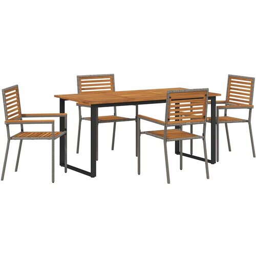 VidaXL Komplet za jedilnico v vrtu 5 pcs Siva Masiven les akacije, (5000300694) Slike