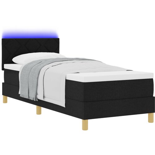 vidaXL Krevet s box springom s madracem &amp  LED crni 80x200 cm tkanina Cijene
