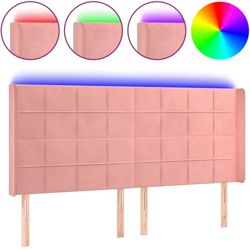 vidaXL LED posteljno vzglavje roza 183x16x118/128 cm žamet, (20952082)