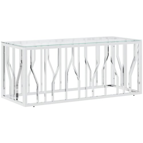 Maison Chic Klubska mizica - kavna mizica - Nizka mizica 110x45x45 cm nerjaveče jeklo in steklo, (21754317) Cene