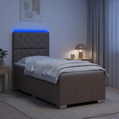  LED okvir za krevet s madracem Sivosmeđa 90 x 200 cm Tkanina Cene