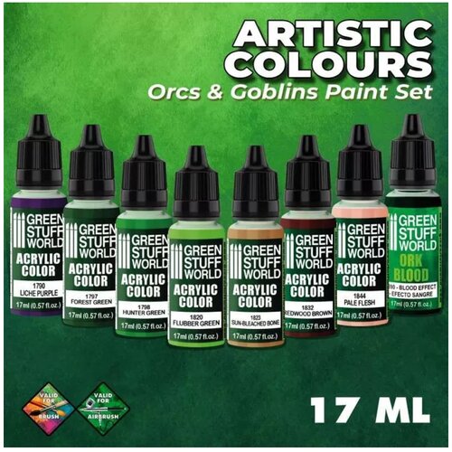 Green Stuff World paint set - green paint set (box x8) Cene