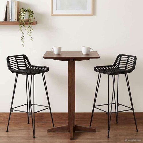  Barski stol 2 pcs Crna 44 x 46 x 91 cm Ratan i Čelik Cene