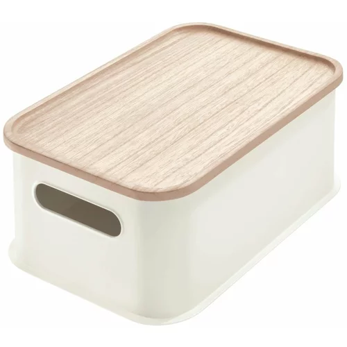 iDesign Bela škatla za shranjevanje s pokrovom iz pavlovnije Eco Handled, 21,3 x 30,2 cm