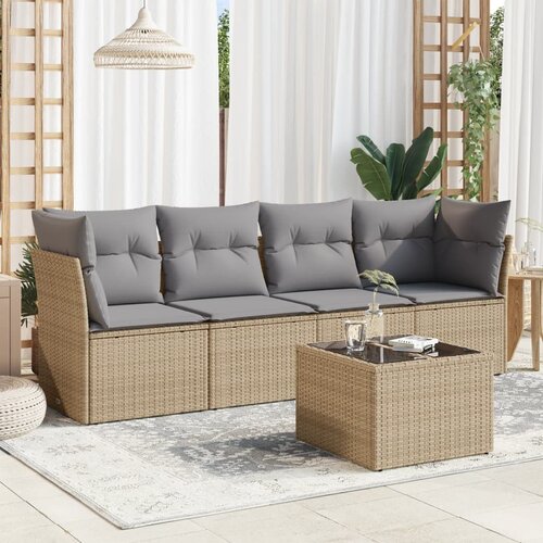 vidaXL 5-dijelni vrtni set sofa s jastucima bež od poliratana Cijene
