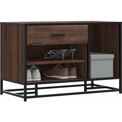 vidaXL Klop za čevlje rjavi hrast 80x40x53,5 cm inž. les in kovina Cene