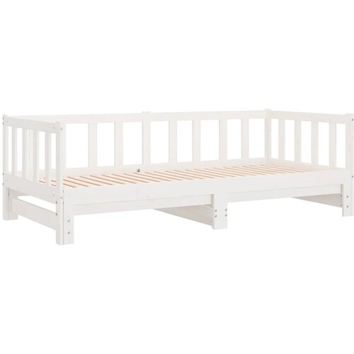  Dnevni ležaj na izvlačenje bijeli 2x(90x200)cm masivna borovina Slike