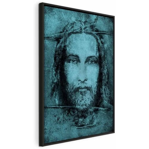  Slika - Shroud of Turin in Turqoise (1 Part) Vertical 40x60 U crnom drvenom okviru Cene
