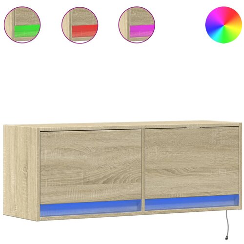 Maison Chic Stenska TV omarica - TV stojalo - Televizijska omarica z LED lučkami sonoma hrast 100x31x38 cm, (21700818) Slike